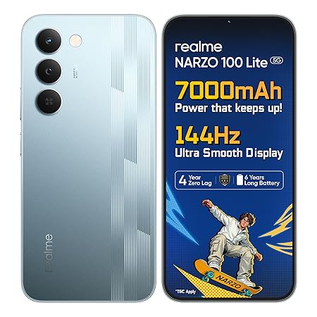realme narzo 100 Lite 5G (Frost Silver, 4GB + 128GB, 7000mAh Titan Battery)