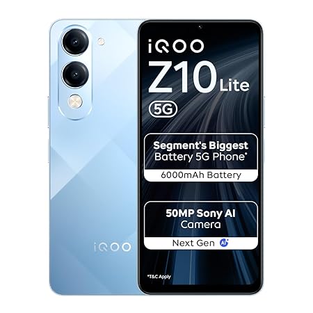 iQOO Z10 Lite 5G, Titanium Blue, 4GB RAM, 128GB Storage