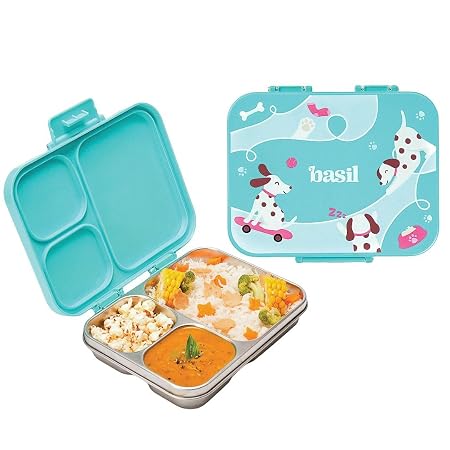 Basil Bento Ace 3C Stainless Steel Lunch Box for Kids, 3 Compartments
