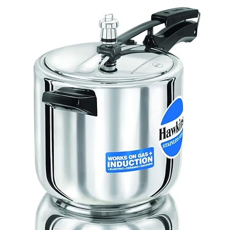 Hawkins 6 Litre Inner Lid Pressure Cooker, Stainless Steel Cooker, Induction Cooker, Silver (HSS60), 6 Liter