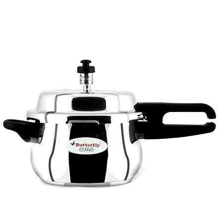 Butterfly Curve 3 Litres Stainless Steel Outer Lid Pressure Cooker | TRIPLY Base | Induction & Gas Stove Compatible | Triple Safety | ISI Certified | 5 Years Manufacturer's Warranty