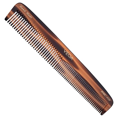 Vega Handcrafted Graduated Dressing Comb with Coarse & Fine Tooth for Men & Women Grooming| Cellulose Acetate Derived Non-petroleum Based Material from Plant, (India's No.1* Hair Comb Brand, HMC-32D)