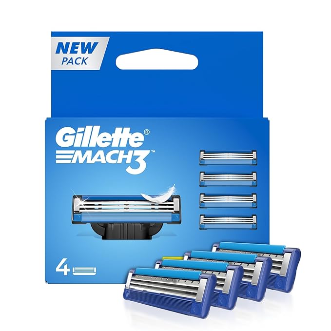 Gillette Mach 3 Manual Shaving Razor Blades, 4s Pack (Cartridge)