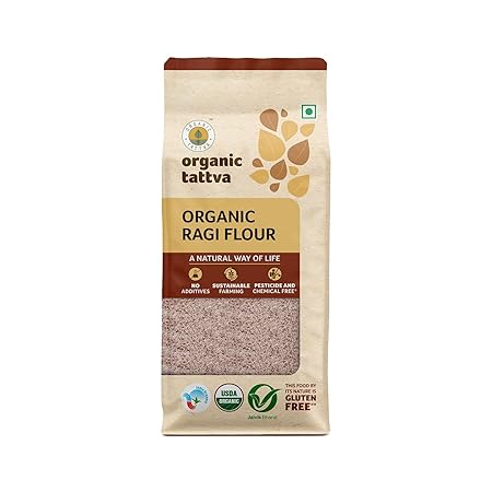 Organic Tattva Ragi Flour 500g, Nutritious Gluten Free Atta, Healthy Choice Ragi Atta for Rotis, Dosa, Porridge & Everyday Cooking