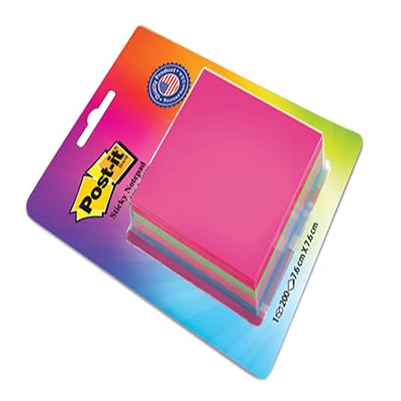 3M Post-it Sticky Note Cube, 200 Sheets (4 Colors x 50 Sheets) | 3