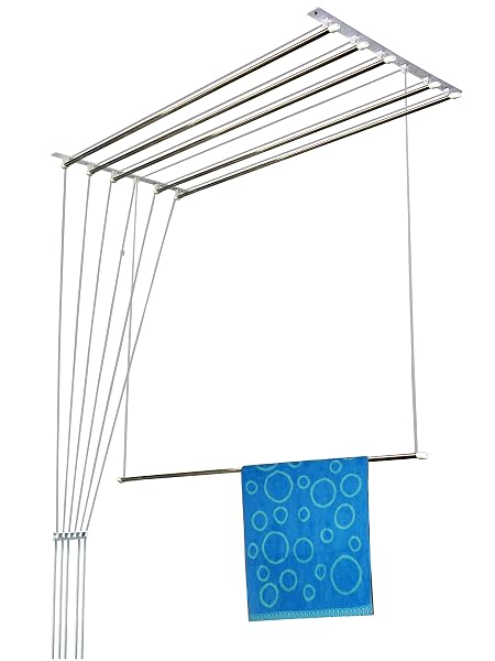 Rainbow Drywell Stainless Steel Heavy Duty Luxury(6 Pipe X 6 Feet) UV Protected Nylon Ropes Individual Dropdown Ceiling Cloth Dryer/Cloth Hanger/Cloth Drying Stand for Balcony/Clothes Stand for Drying