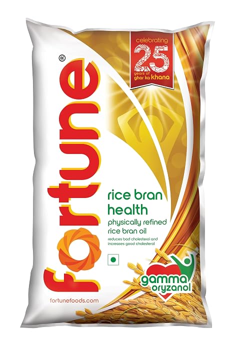 Fortune Rice Bran Health Oil, Reduces Bad Cholesterol, Rich in Gamma Oryzanol, 1L/870g pouch