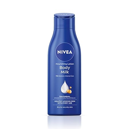 NIVEA Nourishing Body Milk 200ml Body Lotion with Deep Moisture Serum, 48 H Moisturization, With 2X Almond Oil, For Very