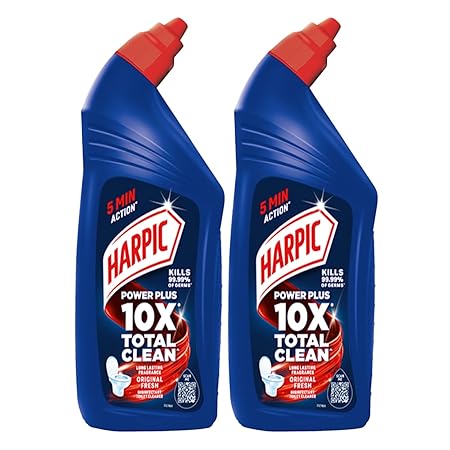 Harpic Disinfectant Toilet Cleaner Liquid, Original, 1 L (Pack of 2), Kills 99.9% Germs