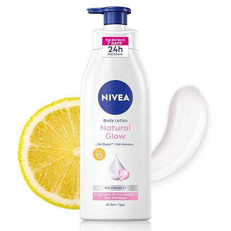 NIVEA Natural Glow Cell Repair Body Lotion with SPF 15 And UV A & B Filters, 50X Vitamin C