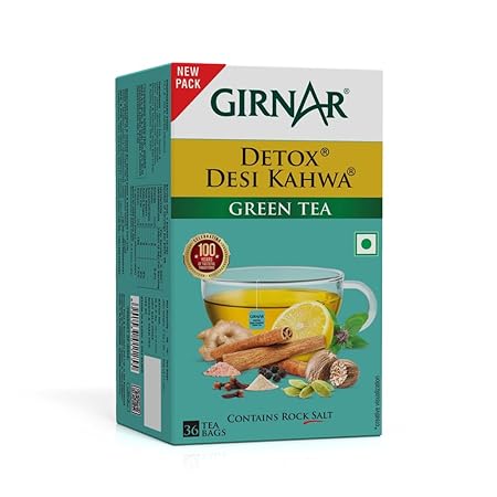 Girnar Detox Green Tea - Desi Kahwa (36 Tea Bags), 90 gm