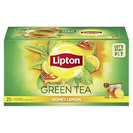 Lipton Honey Lemon Green Tea Bags, 25 Pieces, Lemon & Honey (25*1.4gm each)