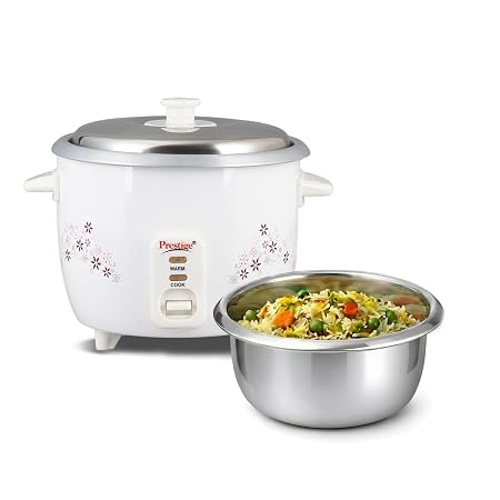 Prestige Delight PRWO 1.0 L Electric Rice Cooker | Detachable power cord | Durable body | Cool touch handles | White | C