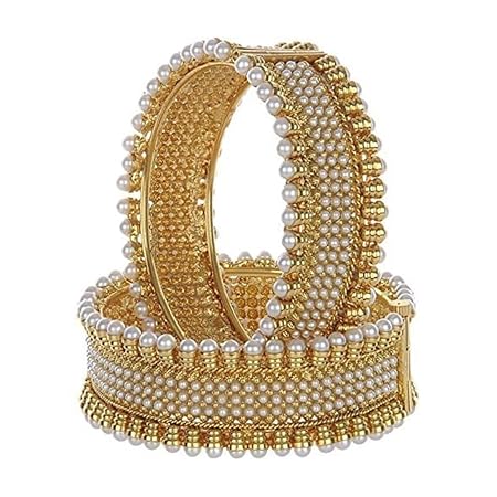 YouBella Jewellery for women Traditional Pearl Studded Gold Plated Bangles for Women and Girls (2.4)