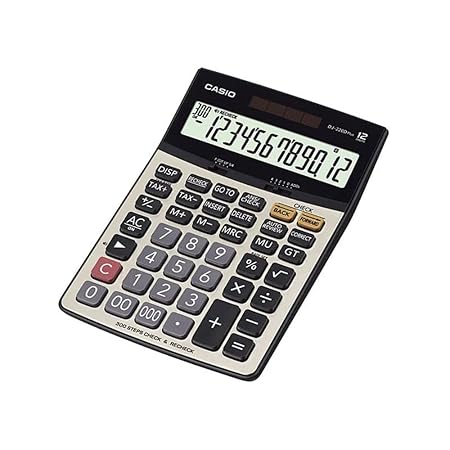 Casio DJ-220D Plus 300 Steps Check & Correct Premium Desktop Calculator with Metallic faceplate & Bigger Screen/Keys (12 Digit)