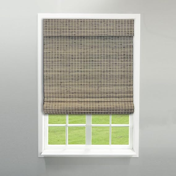 Buy Radiance Cordless Bamboo Blinds - Flatstick Bamboo Roman Shades for Interior Windows - Roll Up Woven Shades with Val