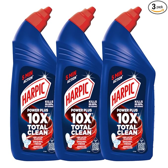 Harpic 1 Litre (Pack of 3), Original, Disinfectant Toilet Cleaner