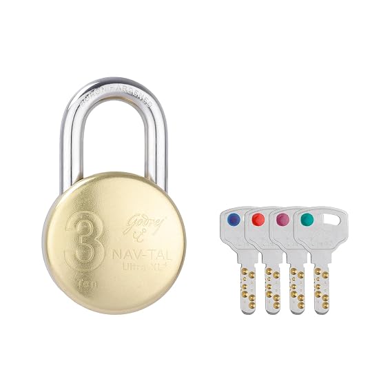 Godrej Locks Navtal Ultra XL+, 4 Dimple Keys, Padlock