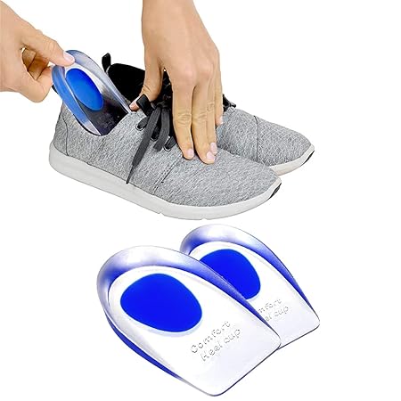 Purastep Silicone Gel Heel Protector Insole Cups for Swelling, Pain Relief, Foot Care Support Cushion for Men and Women - 1 Pair (Large)