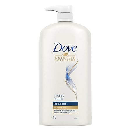 Dove Intense Repair Shampoo 1 L, Repairs Dry and Damaged, Strengthening Shampoo for Smooth & Strong Hair, Mild for Men &