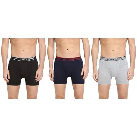 Dixcy Scott Cross Trunk | Long Leg Trunks for Men | 100% Combed Cotton | Soft, Sweat-Absorbent Waistband | C-Open Front Men's Underwear | Self-Hem Leg Grip Innerwear for Man | Pack of 3
