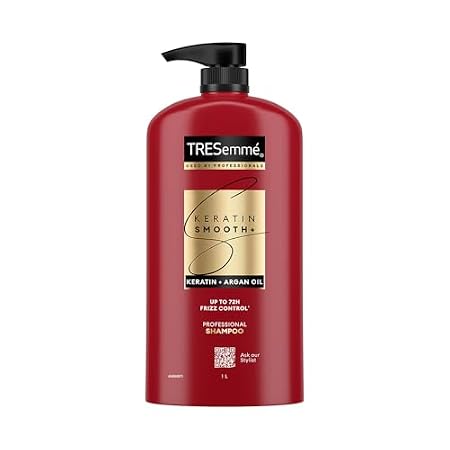TRESemmé Keratin Smooth+ Shampoo 1000ml, 72H Frizz Control with Keratin Protein & Argan Oil, Paraben Free