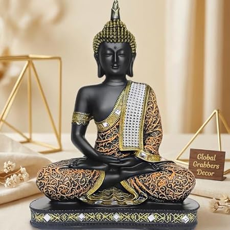 Global Grabbers 25cm Meditating Sitting Buddha Idol Statue Showpiece