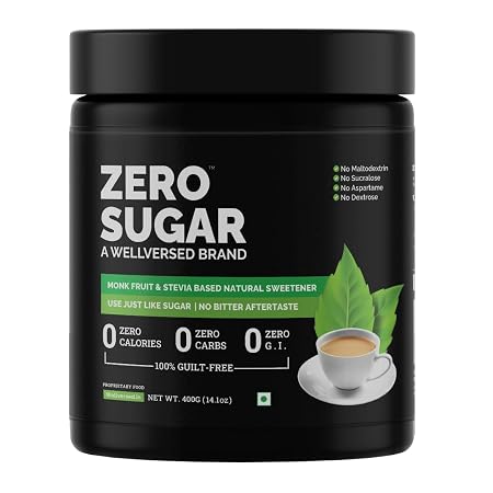 Ketofy Zero Sugar (400g), Stevia and Monk Fruit, No Maltodextrin, No Aspartame, No Bitter Aftertaste, Sugar Free, Ultra Low GI Keto Sweetener, Natural Sweetener