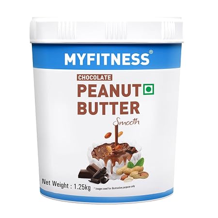MYFITNESS Peanut Butter Chocolate Flavour, Smooth 1.25kg, 22g Protein, Tasty & Healthy Nut Butter Spread, Vegan, Cholesterol Free & Gluten Free, Zero Trans Fat, Creamy Peanut Butter