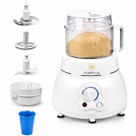 Homeplus Magic Atta Kneader Machine 400W | 4-in-1 Electric Dough Maker & Food Processor for Kneading, Chopping, Juicing & Whisking | Hands-Free, Easy Clean, Compact for Indian Kitchen (White)