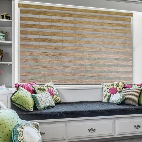 Zebra Blinds Polyester Beige Corded Windows Door