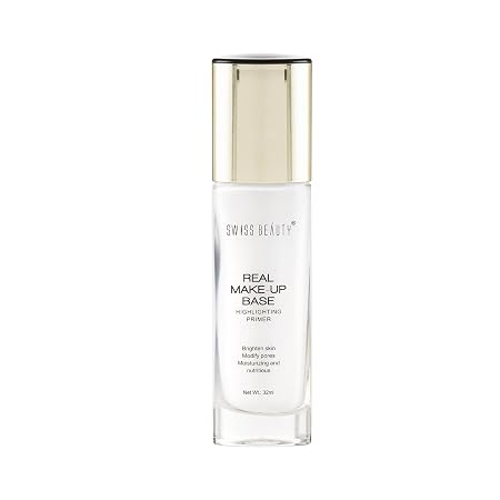 Swiss Beauty Real Makeup Base Highlighting Primer| Skin-Hydrating Poreless Primer With Natural Glow Finish For Face Makeup |Shade - 01 Natural Tint, 32Ml