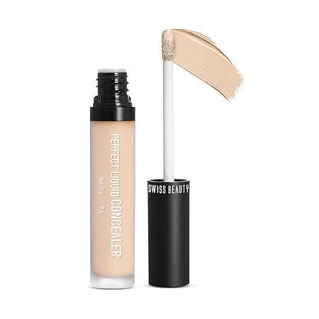 Swiss Beauty Liquid Light Weight Concealer With Full Coverage |Easily Blendable Concealer For Face Makeup With Matte Finish | Shade- Light - Moyen, 6g