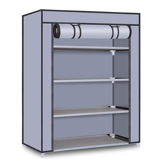 Ebee Store Plastic Collapsible Shoe Stand, 4 Shelves