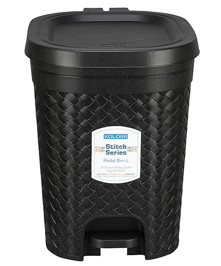 KOLORR Stitch 15 Liters Plastic Pedal Dustbin/Trash Can/Garbage Waste Bin with Lid for Home/Kitchen/Office/Bathroom & Wa