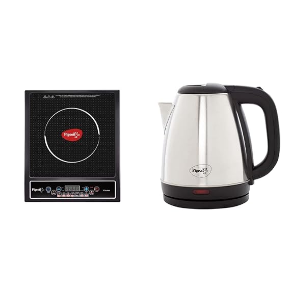 Buy Pigeon by Stovekraft Cruise 1800-Watt Induction Cooktop (Black) & Amaze Plus 1.5 LTR Electric Kettle, Black Combo On