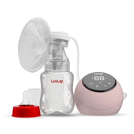 Luvlap Adore Electric Breast Pump with 2 Phase Pumping, Rechargeable Battery, Digital TouchScreen, Smart Memory, Dual Power Mode, Soft & Gentle, BPA Free