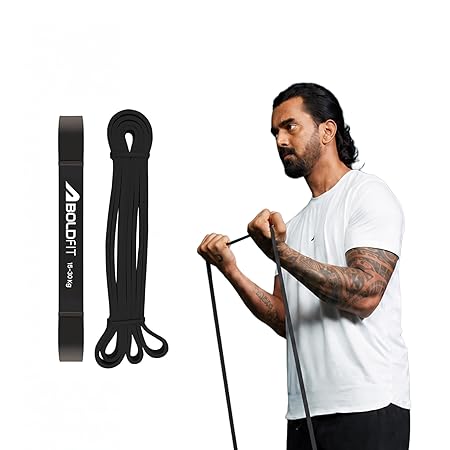 Boldfit Heavy Resistance Band for Exercise & Stretching, Pull Up Band Suitable in Home & Gym Workout, Power Bands for Men & Women. (Black 15-30 kg Resistances)(Material: Natural Rubber)