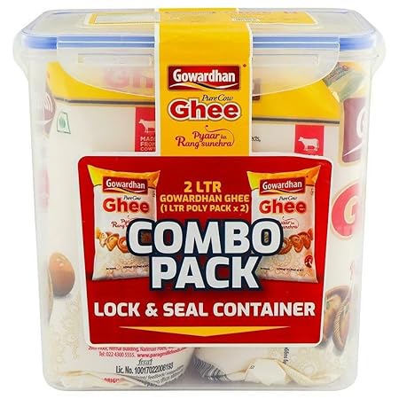 Gowardhan Ghee Festival Pack With Lock & Seal Container Jar 2*1 Litre Pouch