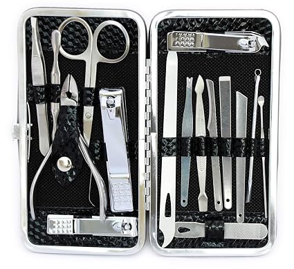 16 PCS Professional Manicure & Pedicure Kit for Women & Men – Premium Grooming Set with Nail Cutter, Scissors, Tweezers,