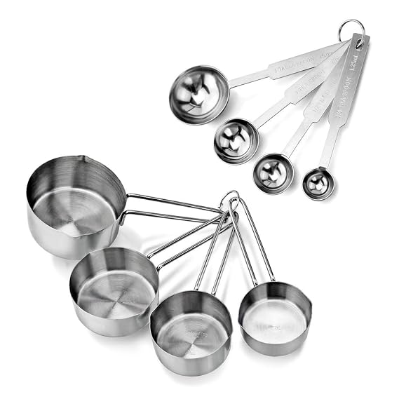 INKULTURE Stainless Steel Measuring Cups & Spoon Combo