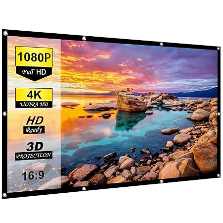 Spline 82 Inch Projector Screen, 4K HD 16:9 Portable Video Projector Screen, Foldable Anti-Crease