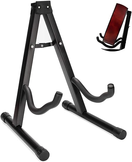 JUAREZ JRGS100 Heavy-Duty Metal Folding Guitar Stand, Universal A-Frame for Acoustic, Electric, Bass, Ukulele & Banjo