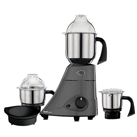 Preethi Diamond 750 Watts Mixer Grinder, 3 SS 304 Jars + Flexi Lid, Black