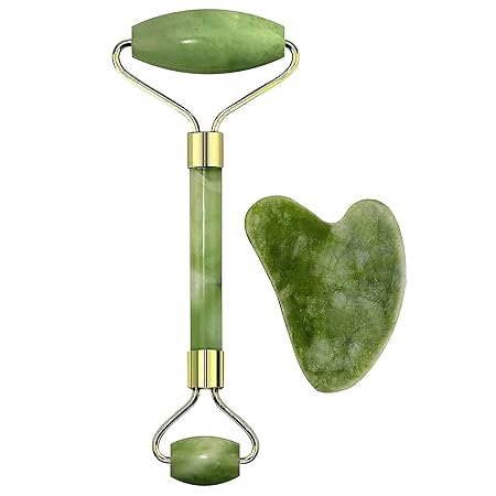 Ladista Facial Massager Jade Roller & Gua Sha Tool Natural Himalayan Stone for Face Neck Healing Skin Wrinkles & Serum Application
