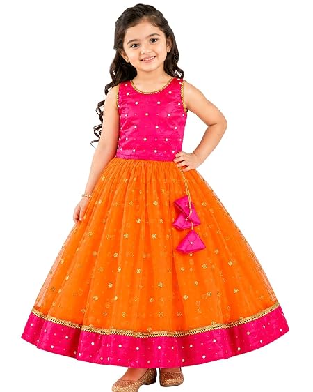 Stanwells Kids Girls Designer Lehenga Choli Set, Readymade Pattu Pavadai