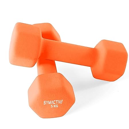 Amazon Brand - Symactive Neoprene Coated Fixed Dumbbell for Gym