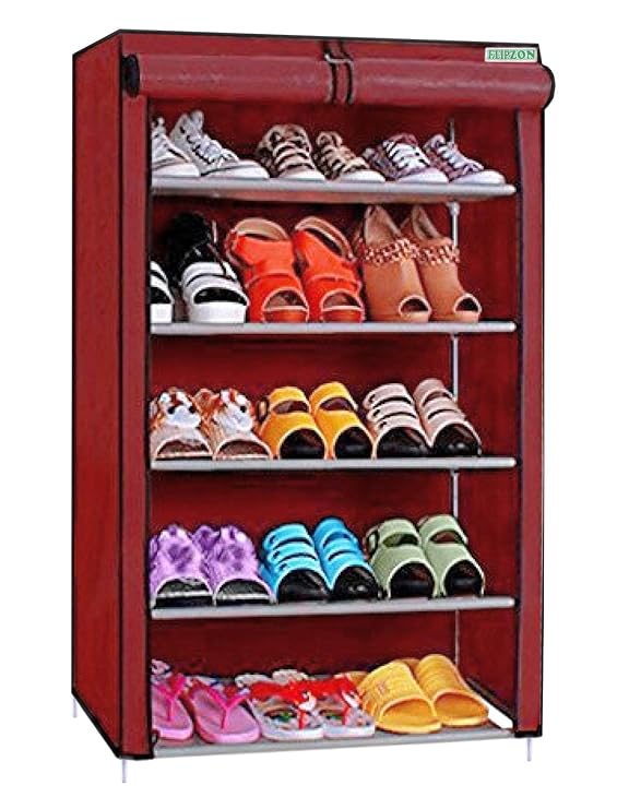 FLIPZON Multipurpose 5 Shelves Shoe Rack with Zip Door Cover