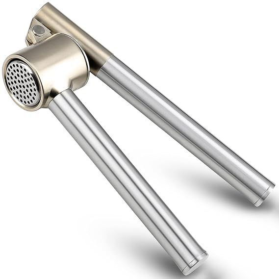 Roeene Kitchen Stainless Steel Garlic Press with Ergonomic Handle