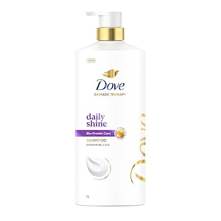 Dove Daily Shine Shampoo 1 L, For Damaged or Frizzy Hair, Makes Hair Soft, Shiny and Smooth